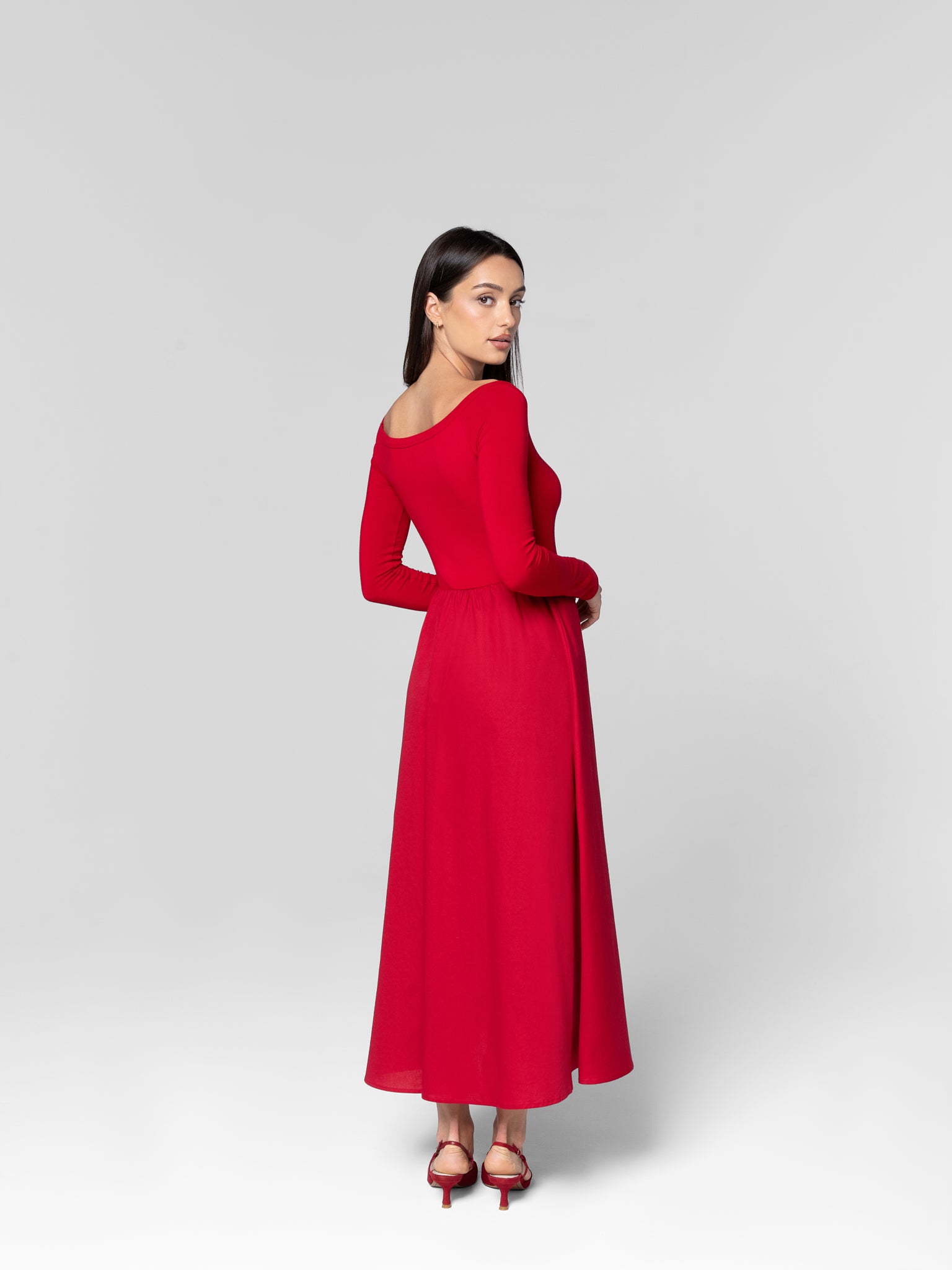 STELLA MIDI DRESS - RED