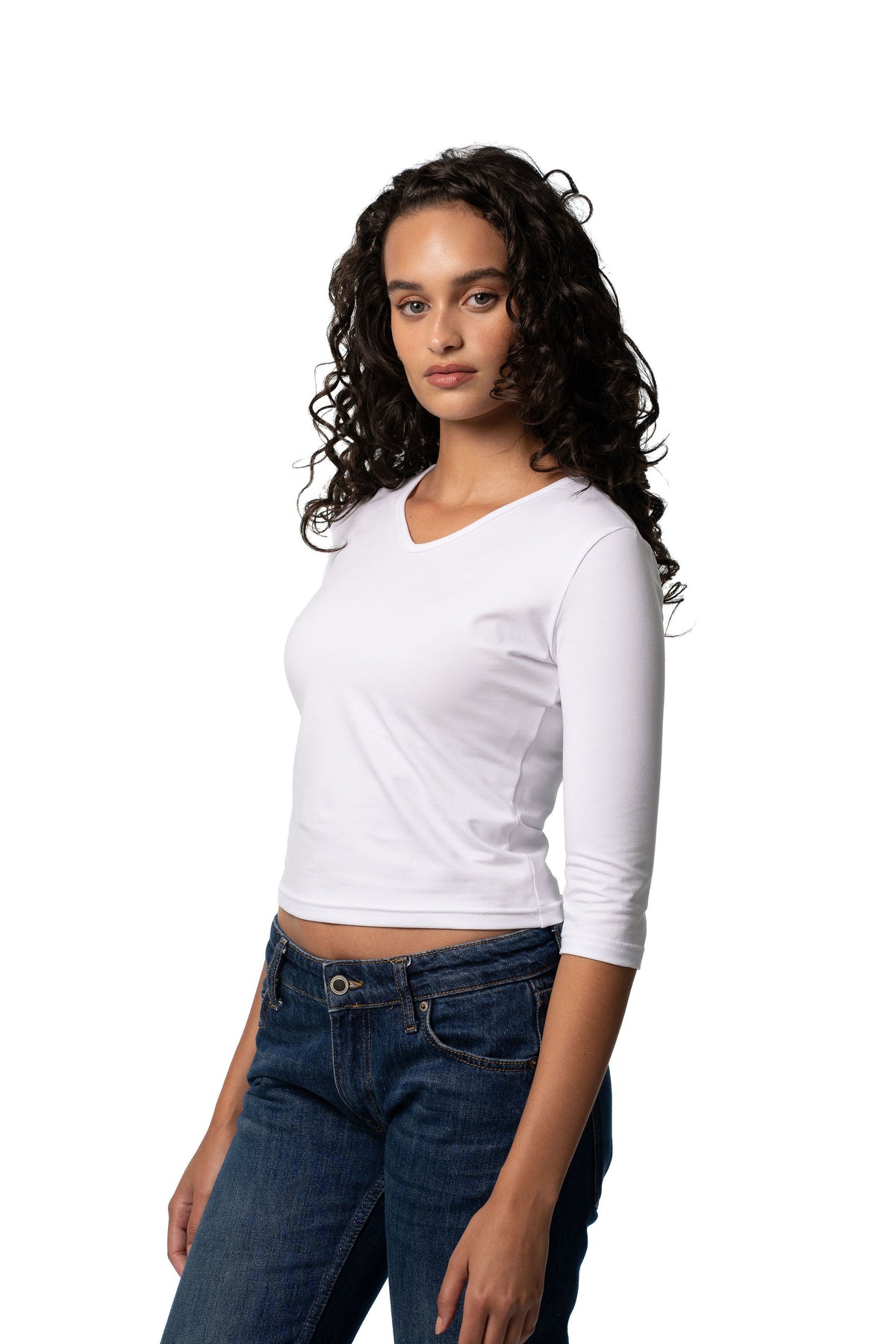 SABRINA V NECK TOP - WHITE