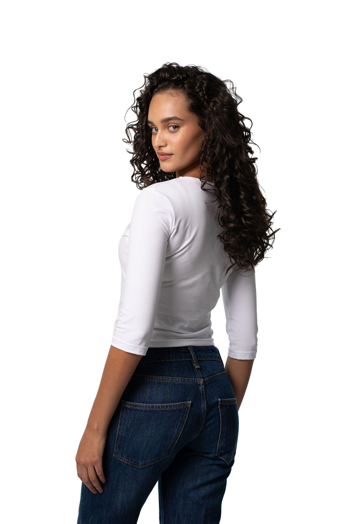 SABRINA V NECK TOP - WHITE