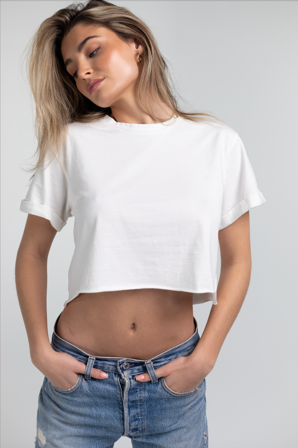 RACHEL CROPPED TEE - WHITE