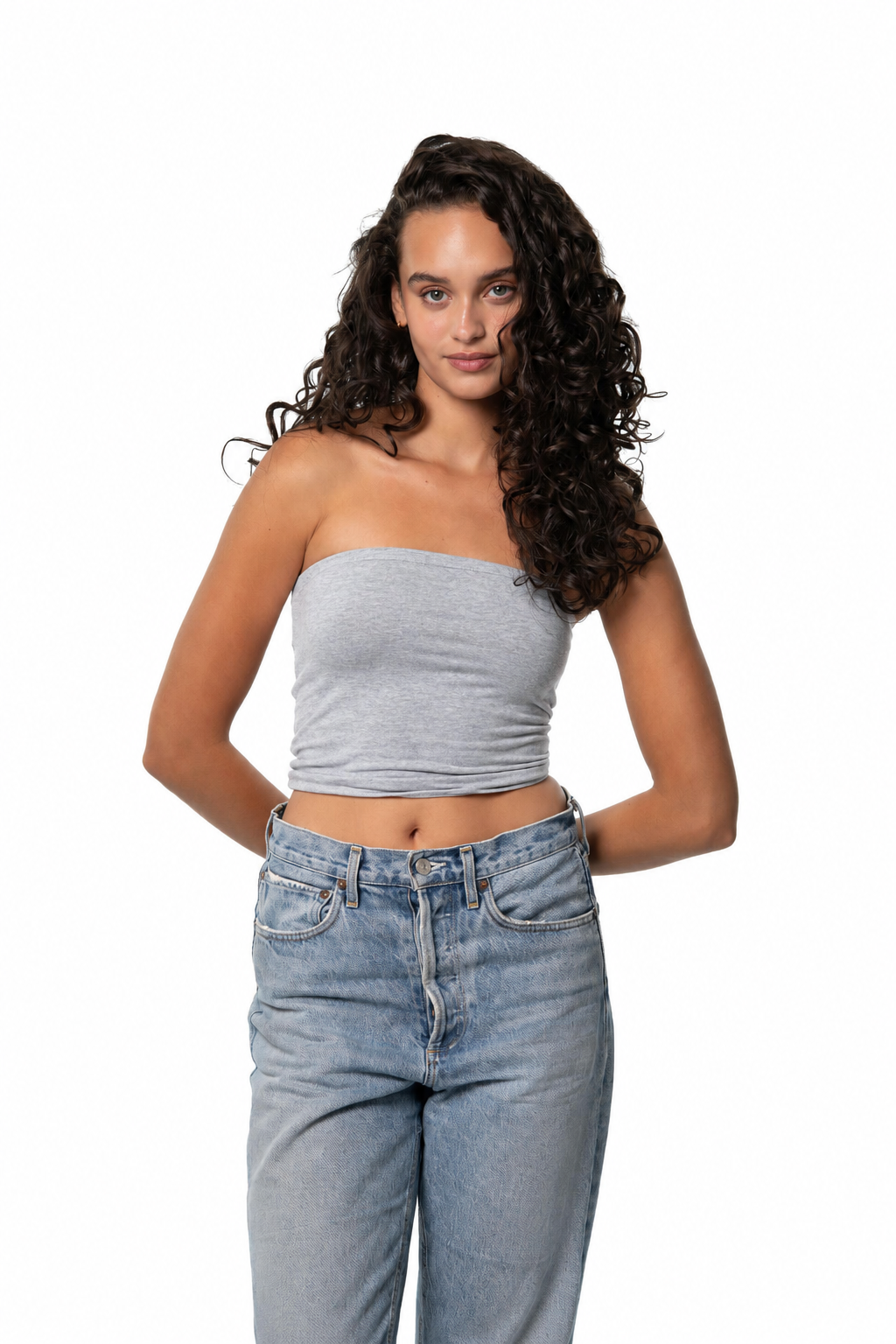 CRYSTAL TUBE TOP - GREY