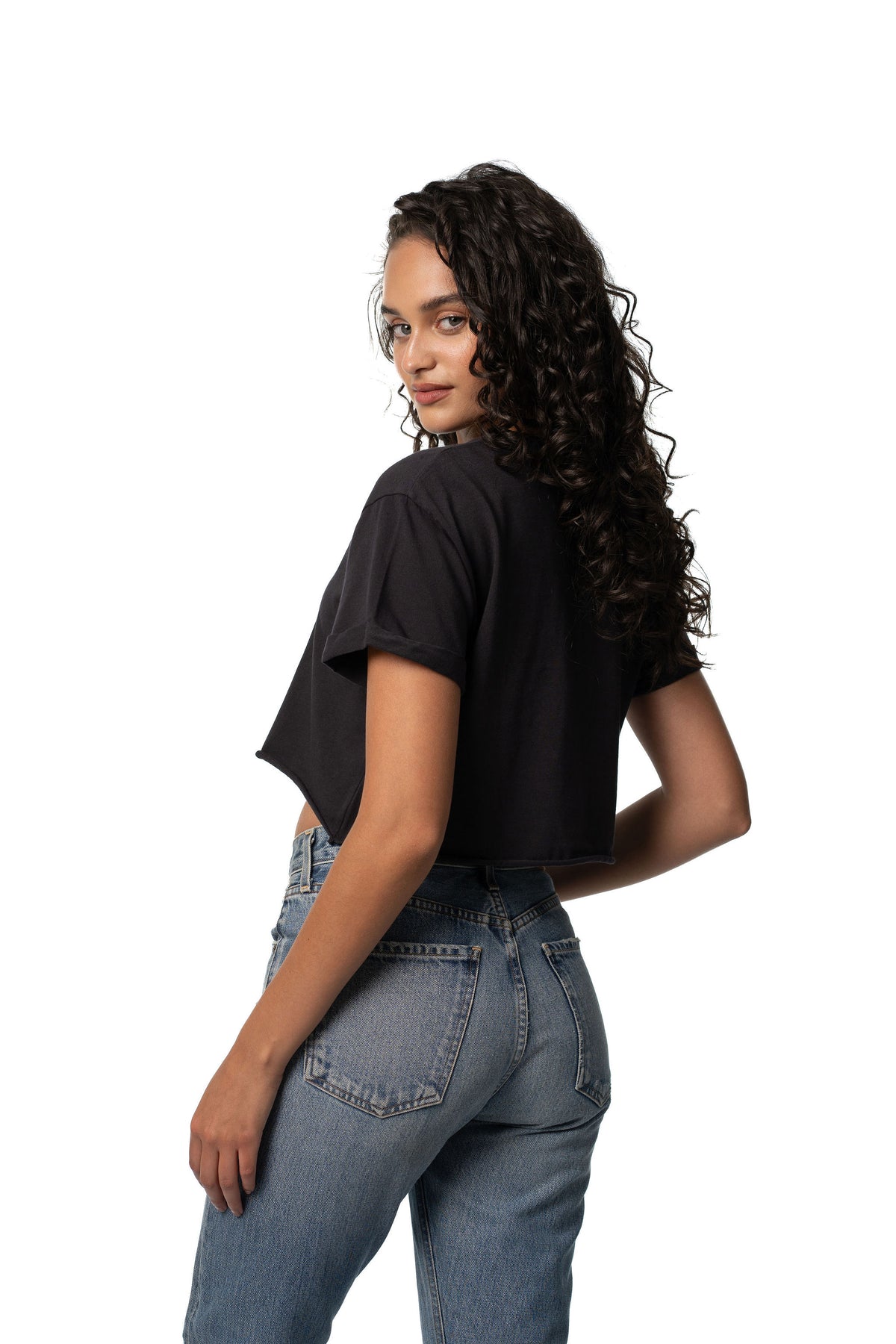RACHEL CROPPED TEE - VINTAGE BLACK